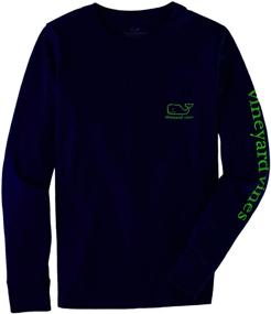 img 1 attached to 🐋 Boys' Long-Sleeve Vintage Whale Pocket T with Glow-in-The-Dark Feature by Vineyard Vines