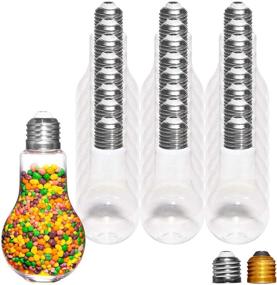 img 4 attached to 🏠 Houseables Fillable Light Bulb Candy Container Silver Plastic 100 ML 1" W x 4.9" L 24 Pack 5.5 Oz Clear Twist Off Cap Flat Bottom Fake Lightbulb Jar Drinking Christmas Ornaments Party