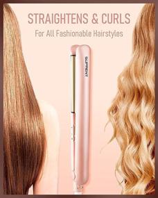img 3 attached to 💁 SUPRENT Hair Straightener: 1 Inch Flat Iron for Travel, Dual Voltage Ceramic Straightener with LCD Display - Pink