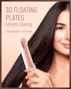 img 2 attached to 💁 SUPRENT Hair Straightener: 1 Inch Flat Iron for Travel, Dual Voltage Ceramic Straightener with LCD Display - Pink