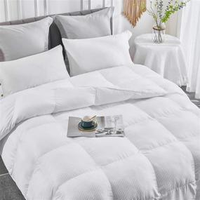 img 2 attached to SNUGEESE HOME White Goose Down Alternative Comforter: King Size Duvet 🛏️ Insert with Checker Grid Pattern – Warm and Comfortable for All Seasons
