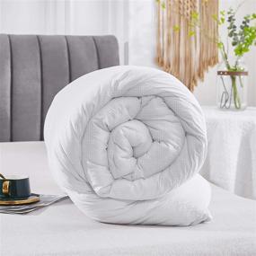 img 1 attached to SNUGEESE HOME White Goose Down Alternative Comforter: King Size Duvet 🛏️ Insert with Checker Grid Pattern – Warm and Comfortable for All Seasons