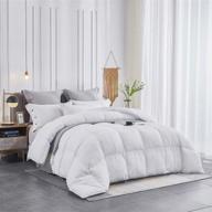 snugeese home white goose down alternative comforter: king size duvet 🛏️ insert with checker grid pattern – warm and comfortable for all seasons logo