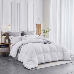 img 4 attached to SNUGEESE HOME White Goose Down Alternative Comforter: King Size Duvet 🛏️ Insert with Checker Grid Pattern – Warm and Comfortable for All Seasons