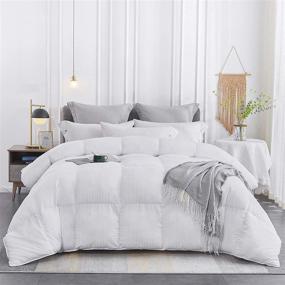img 3 attached to SNUGEESE HOME White Goose Down Alternative Comforter: King Size Duvet 🛏️ Insert with Checker Grid Pattern – Warm and Comfortable for All Seasons