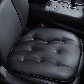 img 4 attached to 🪑 Comfortable Big Ant Leather Car Seat Cushion Pad - Soft Seat Protector for Car Office Home Use - All-Season Universal Fit - 1pc (Black)