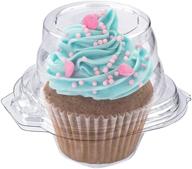 🧁 disposable clear plastic cupcake containers with airtight dome lid (50 count) - stock your home | bpa free, single cupcake container логотип