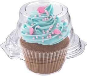 img 4 attached to 🧁 Disposable Clear Plastic Cupcake Containers with Airtight Dome Lid (50 Count) - Stock Your Home | BPA Free, Single Cupcake Container