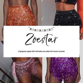 img 1 attached to 🌟 Zoestar Boho Sequin Tassel Hip Scarf: Multilayer Belly Dance Belt Performance Skirt for Women and Girls