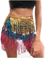 🌟 zoestar boho sequin tassel hip scarf: multilayer belly dance belt performance skirt for women and girls logo