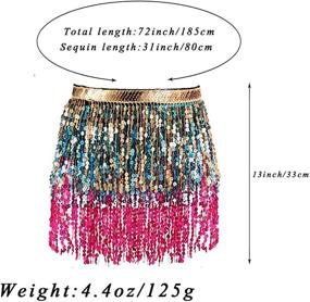 img 2 attached to 🌟 Zoestar Boho Sequin Tassel Hip Scarf: Multilayer Belly Dance Belt Performance Skirt for Women and Girls