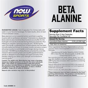 img 3 attached to 💪 Добавка NOW Sports Nutrition Beta-Alanine, 750 мг - Замедляет утомление мышц, повышает выносливость - 120 капсул