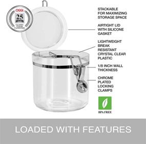 img 3 attached to 🍴 Oggi 5pc Clear Canister Set with Clamp Lids - Airtight Containers for Kitchen & Pantry Storage of Bulk Dry Foods: Flour, Sugar, Coffee, Rice, Tea, Spices, and Herbs - Clear