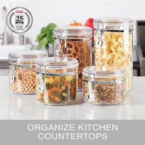 img 1 attached to 🍴 Oggi 5pc Clear Canister Set with Clamp Lids - Airtight Containers for Kitchen & Pantry Storage of Bulk Dry Foods: Flour, Sugar, Coffee, Rice, Tea, Spices, and Herbs - Clear