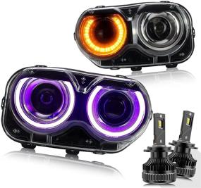 img 4 attached to VLAND RGB Headlights & D2S LED Bulbs Assembly for Dodge Challenger SRT Hellcat Coupe: Colorful DRL, Dual Beam Lens, 3rd Gen 2015-2020 SE RT Compatible