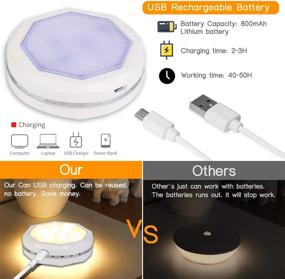 img 2 attached to 💡 Convenient Rechargeable LED Puck Lights: Dimmable 16 Colors Under Cabinet Lighting with Remote Control and Timing Function - 6 Pack