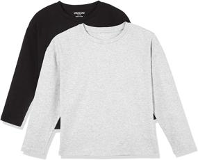 img 1 attached to 👕 UNACOO Kids Long Sleeve Round Neck Tee Shirts – 2 Packs and 3 Packs (Ages 3-12 Years)