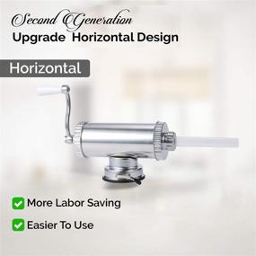 img 3 attached to 🌭 Commercial and Household Use Horizontal Sausage Stuffer Machine - Aluminum Meat Stuffing Maker Kit with 4 Professional Filling Nozzles in 4 Sizes (2 LBs)