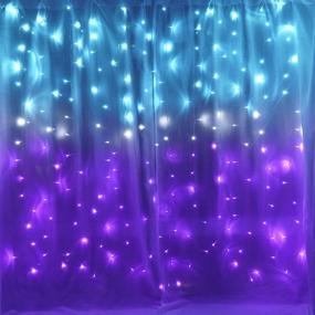 img 4 attached to 🌈 Curtain Lights for Bedroom: Teal Turquoise Blue and Lavender Lilac Purple Ombre Waterfall LED String Lights – Perfect Mermaid Room Decor for Girls' Walls and Windows (Turquoise & Purple)