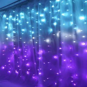 img 1 attached to 🌈 Curtain Lights for Bedroom: Teal Turquoise Blue and Lavender Lilac Purple Ombre Waterfall LED String Lights – Perfect Mermaid Room Decor for Girls' Walls and Windows (Turquoise & Purple)