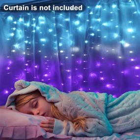 img 3 attached to 🌈 Curtain Lights for Bedroom: Teal Turquoise Blue and Lavender Lilac Purple Ombre Waterfall LED String Lights – Perfect Mermaid Room Decor for Girls' Walls and Windows (Turquoise & Purple)