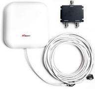 📶 enhanced signal strength: hiboost wide band 698-2700 mhz wall mount panel antenna with 2 way splitter - boosts 2g/3g/4g lte signals for all us carriers - includes n-female connectors & 50ft n-male to n-male coaxial cable logo