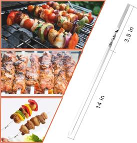 img 3 attached to 🍢 10 Pcs 14 Inch Flat BBQ Barbecue Skewer Set - CHXIN Metal Skewers for Grilling, Stainless Steel Shish Kebob Sticks, Wide Reusable Skewers for Camping/Cookout Party