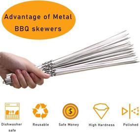 img 1 attached to 🍢 10 Pcs 14 Inch Flat BBQ Barbecue Skewer Set - CHXIN Metal Skewers for Grilling, Stainless Steel Shish Kebob Sticks, Wide Reusable Skewers for Camping/Cookout Party