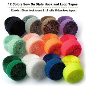 img 3 attached to 🧵 YBWM Sew On Hook and Loop Strips Rolls Sewing Fasteners, 12 Colors, 24 Rolls, Interlocking Tape, Non-Adhesive, for DIY Craft, Clothes, Shoes, 1 inch Width, 1 Yard Hook + 1 Yard Loop