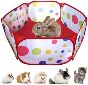 img 4 attached to 🐾 Foldable Portable Small Animal Playpen - Rypet Pop Open Exercise Fence for Guinea Pig, Hedgehogs, Hamster, Chinchillas, Rabbits - Ideal for Indoor/Outdoor Use