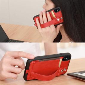 img 3 attached to 📱 TOOVREN iPhone X/Xs Wallet Case with Lanyard Neck Strap and Card Holder: Ultimate Protection and Anti-Theft Solution in Red