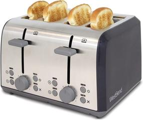 img 4 attached to 🍞 Silver West Bend 4-Slice Toaster - Extra Wide Slots, Bagel Settings, Ultimate Toast Lift, Removable Crumb Tray