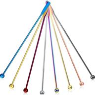 🥤 set of 8 multicolor stainless steel beverage stirrers for coffee, cocktails, chocolate milk, juices - 7.5 inches with small rectangular paddles and swizzle sticks logo