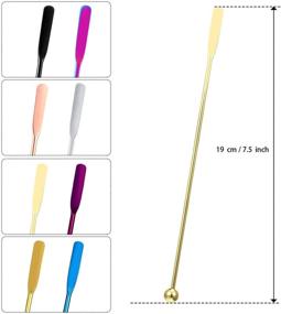 img 3 attached to 🥤 Set of 8 Multicolor Stainless Steel Beverage Stirrers for Coffee, Cocktails, Chocolate Milk, Juices - 7.5 Inches with Small Rectangular Paddles and Swizzle Sticks