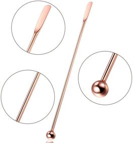 img 2 attached to 🥤 Set of 8 Multicolor Stainless Steel Beverage Stirrers for Coffee, Cocktails, Chocolate Milk, Juices - 7.5 Inches with Small Rectangular Paddles and Swizzle Sticks