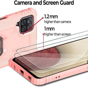 img 2 attached to 📱 Milomdoi Samsung Galaxy A12/ A12 Nacho Case + 2 Pack Screen Protector [Military Grade Protection] 360°Finger Ring Holder Kickstand - Rose Gold