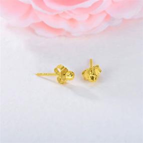 img 2 attached to 💎 Sparkling 18K Solid Gold Diamond-Cut Ball Stud Earrings: Perfect Birthday or Anniversary Gift for Women and Girls!