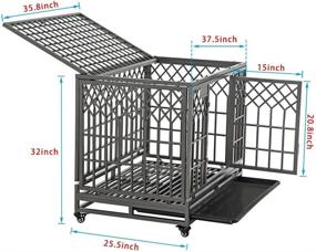 img 3 attached to 🐶 SMONTER Heavy Duty Dog Crate: Strong Metal Pet Kennel Playpen with Prevent Escape Locks, Large Dogs Cage on Wheels - Dark Silver, Y Shape