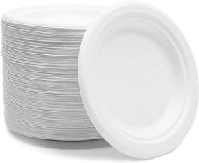 img 4 attached to 🍽️ 125 Pack of Small White Sugarcane Bagasse Dessert Plates - 6 Inch Round Plates