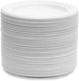 img 1 attached to 🍽️ 125 Pack of Small White Sugarcane Bagasse Dessert Plates - 6 Inch Round Plates