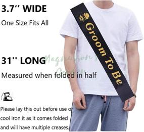 img 2 attached to 🎩 Black and Gold Satin Groom Sash: Perfect Gift for Bachelor Party, Stag Night, Engagement and Wedding Celebrations - 1 Pack