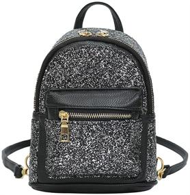 img 4 attached to 🎒 Sequin Backpack for Girls: Stylish Leather Purse & Wallet Set for Women's Fashion Backpacks