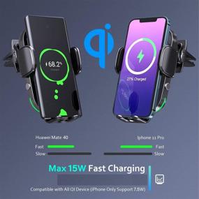 img 2 attached to 📲 Upgraded 15W Wireless Car Charger Mount with Auto Clamping - Qi-Certified, Fast Charging for All Qi Enabled Phones, Overvoltage Protection