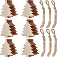 🎄 60 pieces christmas wooden slices & gift tags set with twine ropes - blank wood hanging ornaments cutouts crafts for kids (style 1) logo