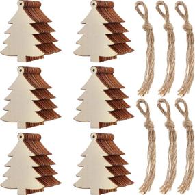img 4 attached to 🎄 60 Pieces Christmas Wooden Slices & Gift Tags Set with Twine Ropes - Blank Wood Hanging Ornaments Cutouts Crafts for Kids (Style 1)