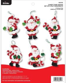 img 2 attached to Bucilla Felt Applique Ornament Kit - Candy Cane Santa, Set of 6, 3.5" x 5