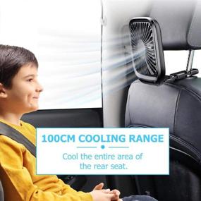 img 3 attached to 🚗 MASO Car Fan for Back Seat - USB Foldable Electric Fan - 3-Speed Headrest Cooling System for Car Desk Office Outdoor Camping (Black)