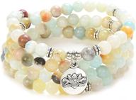 embrace inner growth: explore the self-discovery 108 bead mala bracelet with lotus charm and 6mm small stone beads logo
