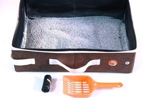 img 3 attached to 🐱 Convenient Travel Cat Litter Box & Set: Waterproof Lining, Zipper, Folding Case, Scooper & Poop Bags Combo