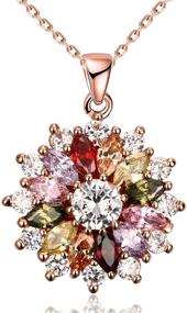 img 4 attached to VONSSY Rose Gold Pendant Necklace with Colorful 5A Cubic Zirconia - Bohemian Boho Crystal Statement Necklace Sweater Chain with Multi Gemstones Garnet Amethyst Morganite Peridot - Ideal Prom Rhinestone Necklaces for Women, Girls, Daughters, Sisters - Vintage Stylish Gift